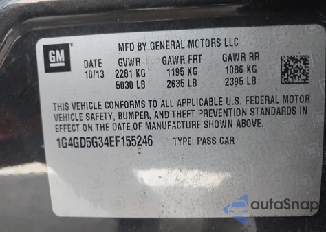 2014 Buick Lacrosse Premium I Group z USA, uszkodzony, nr VIN 1G4GD5G34EF155246